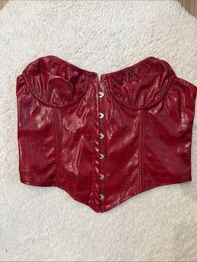 Musera Red Faux Croc Bustier Top